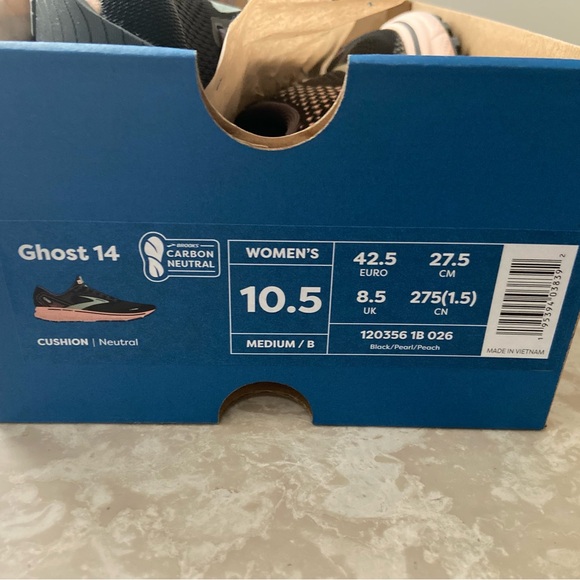 Brooks Women’s Ghost 14 Running Shoes Size 10.5 Black/Pearl/Peach - Picture 5 of 6